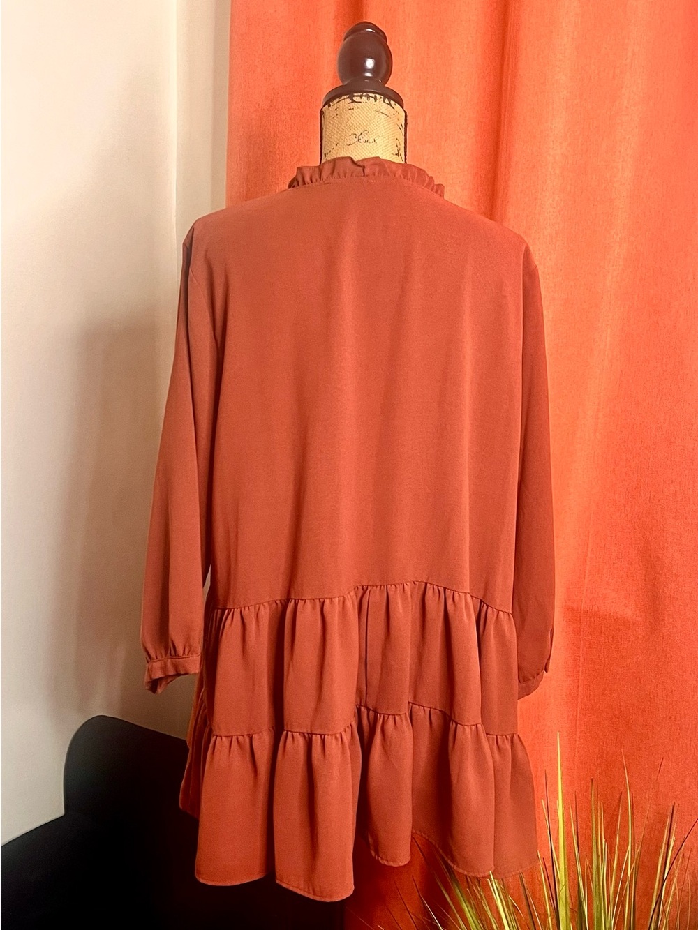 Entro Ruffle Collar Tiered Button-Front Top - Picture 2 of 4